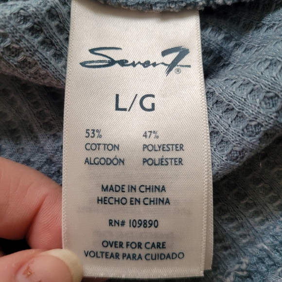 Seven7 Premium High Low Blue Gray Button Down Waffle Knit Henleys Size Large - Picture 13 of 16